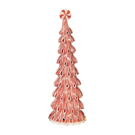 Gerson Gerson Incandescent Red/White Peppermint Ribbon with Light Christmas Tree 18 in. 2151010